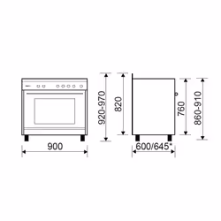 Glem Gas GX960CQIX four et cuisinière Gaz Acier inoxydable B