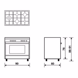 Glem Gas GX960CVIX four et cuisinière Gaz Acier inoxydable B