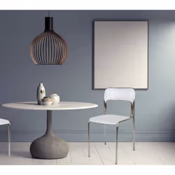 CHAISE MODERNE - Chaise avec structure en métal chromé et assise en plastique. UTILISATION - Cette chaise est la solution idé ...