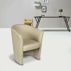 Dmora - Fauteuil avec revêtement en éco-cuir, couleur beige, Dimensions 65 x 78 x 60 cm, avec emballage renforcé