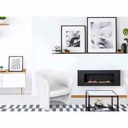 Dmora - Fauteuil Abrera 64x63h76 cm Blanc Panneau effet bois Similcuir et Mousse de polyuréthane
