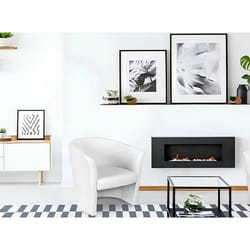 Dmora - Fauteuil Abrera 64x63h76 cm Blanc Panneau effet bois Similcuir et Mousse de polyuréthane