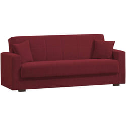 Dmora Canapé Pinto, Canapé conteneur 3 places linéaire, Canapé de salon en tissu rembourré avec ouverture clic-clac, Cm 212x80h87, Rouge, avec