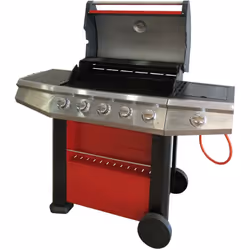 Barbecue 4 feux gaz + 1 brûleur latéral en inox, solution idéale pour cuisiner de grandes quantités d'aliments de manière pro ...