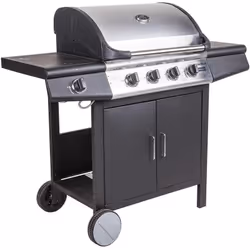 Barbecue 4 feux gaz + 1 brûleur latéral en inox, solution idéale pour cuisiner de grandes quantités d'aliments de manière pro ...
