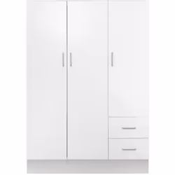 ARMOIRE 3 PORTES - Armoire de chambre, Dressing fermé, Armoire à vêtements avec 3 portes et 2 tiroirs, 120x50h170 cm, Blanc.  ...