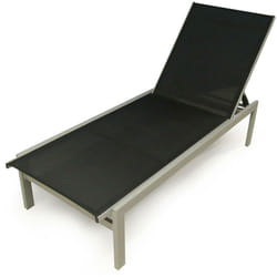 Chaise longue en aluminium et textilène, couleur noire, Dimensions 69 x 37 x 194 cm, avec emballage renforcé - Dmora