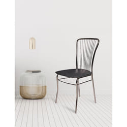 Chaise moderne en éco-cuir, pour salle à manger, cuisine ou salon, cm 45x45h93, couleur Gris, avec emballage renforcé - Dmora