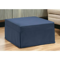 Dmora - Lit pliant Ancilla 80x80h45 cm Bleu Panneau effet bois et Polyester