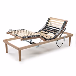 Sommier simple DMORA Damiana - Bois à lattes inclinable motorisé - Gris - 80x190 cm
