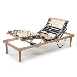 Sommier simple DMORA Damiana - Bois à lattes inclinable motorisé - Gris - 80x190 cm