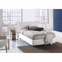 Dmora - Lit queen size Gloria 205x135h95 cm Blanc Panneau effet bois et Polyester