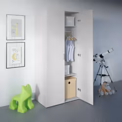 Description générale Armoire pratique et fonctionnelle avec deux portes battantes, équipée de deux étagères internes et d'une ...