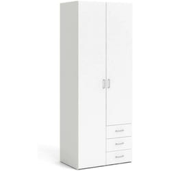Dmora - Armoire à deux portes et trois tiroirs, couleur blanche, Dimensions 77 x 200 x 49,5 cm, avec emballage renforcé
