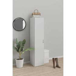 Armoire à une porte avec trois étagères internes, couleur blanche, Dimensions 39 x 175 x 41 cm, avec emballage renforcé - Dmora