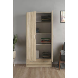 Armoire 2 portes 1 tiroir 79,4 x 170,4 x 35,7, Structure en tôle laminée, Beige
