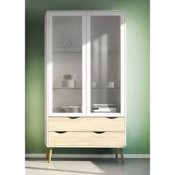 Vitrine Elisabeth 98x39h200 cm Blanc Chêne