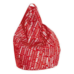 Dmora Pouf avec motif décriture rouge et blanc Dimensions 80 x 120 x 80 cm