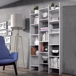 Dmora - Bibliothèque Rockford 96 x 29 x 192 cm blanche Panneau effet bois