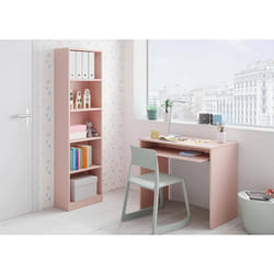 Dmora - Bureau Dayton, Bureau avec étagère, Table d'étude de support pc pour bureau ou chambre, Table de travail, cm 90x54h79, Rose, avec emballage