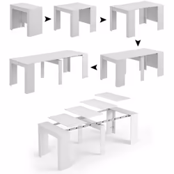 TABLE CONSOLE COMPTON - Table à manger extensible, Table avec rallonges polyvalentes extensibles jusqu'à 10 places, cm 51/237 ...