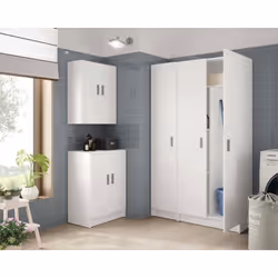 ARMOIRE MURALE DETROIT - Armoire auxiliaire à 2 portes, Armoire polyvalente pour salle de bain ou buanderie, cm 59x27h60, Bla ...