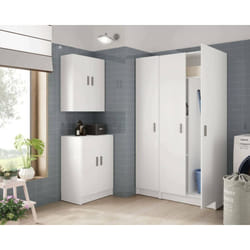 Dmora - Armoire murale Detroit, Armoire auxiliaire à 2 portes, Armoire polyvalente pour salle de bain ou buanderie, cm 59x27h60, Blanc, avec