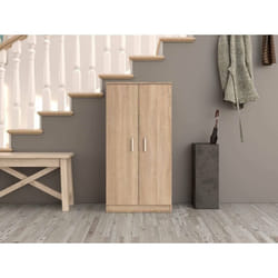 Dmora - Armoire à usages multiples Corona, Armoire auxiliaire à 2 portes, Meuble à chaussures bas avec 6 étagères, Range-chaussures moderne, cm