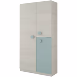 VESTIAIRE MANCHESTER - Armoire de chambre, Armoire à 3 portes et 3 étagères avec barre à vêtements, cm 90x52h200, Blanc et bl ...