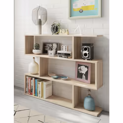 Description générale Bibliothèque basse double face HAMPTON, avec trois compartiments, parfaite pour le bureau ou la maison.  ...