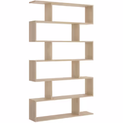 BIBLIOTHÈQUE - Etagère de bureau polyvalente, bibliothèque avec 5 étagères, 80x25h190 cm, Chêne. STRUCTURE ET UTILISATION - b ...