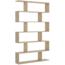Librairie Joliet, Bibliothèque haute double face, Étagère de séparation avec 5 étagères, Étagère de bureau moderne, cm 80x25h192, Chêne, avec