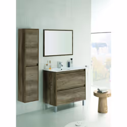 ARMOIRE SOUS-VASQUE MODESTO - Meuble suspendu à 2 tiroirs, Meuble de salle de bain avec miroir, Lavabo non inclus, cm 80x45h8 ...