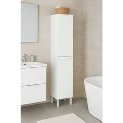 Dmora - Colonne de salle de bains Hollywood, Meuble colonne pour salle de bain avec 2 portes, Armoire murale suspendue avec 2 étagères, cm 30x25h182,