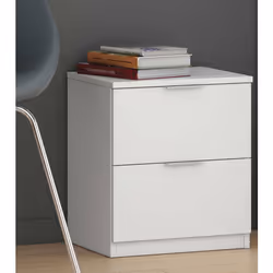 Dmora - Table de chevet Syracuse 38x335h45 cm blanche Panneau effet bois
