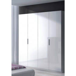Vestiaire Knoxville, Armoire de chambre à 4 portes battantes, Armoire avec 2 étagères et barre de cintre, cm 180x52h200, Blanc, avec emballage