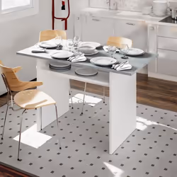 DMORA Table à rallonge Garland Table extensible avec ouverture de livre Table console pliante 120x35h77 cm Blanc et Ciment