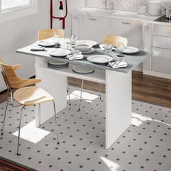 DMORA Table à rallonge Garland Table extensible avec ouverture de livre Table console pliante 120x35h77 cm Blanc et Ciment