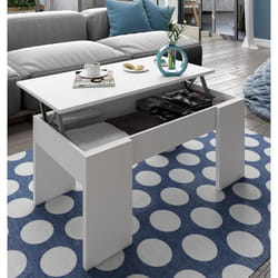 Table basse relevable avec espace de rangement - DMORA - Blanc brillant - 100 x 45 x 50 cm