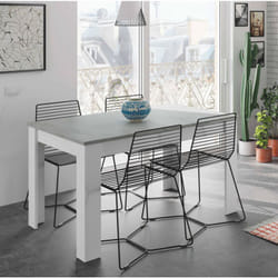 Table à rallonge Midland, Table de salle à manger extensible, Table à manger extensible avec rallonge, cm 140/190x90h78, Ciment et blanc, avec