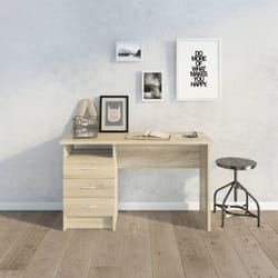 Dmora Bureau linéaire à trois tiroirs, couleur chêne, Dimensions 120 x 72 x 48 cm, avec emballage renforcé