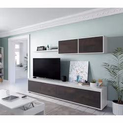 Dmora - Meuble haut Savannah 200 x 41 x 43 cm Blanc Oxyde Panneau effet bois