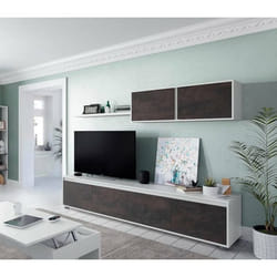 Dmora - Meuble haut Savannah 200 x 41 x 43 cm Blanc Oxyde Panneau effet bois