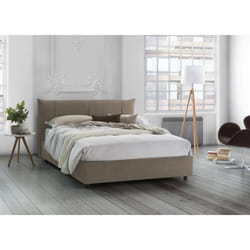 Dmora - Lit double Céleste 205x175h95 cm gris tourterelle Panneau effet bois et Polyester