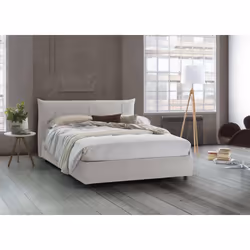Dmora - Lit double Stella 215x175h95 cm Blanc Panneau effet bois et Polyester