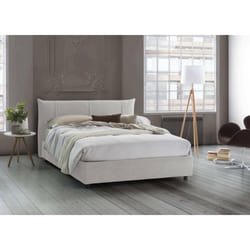 Dmora - Lit double Stella 215x175h95 cm Blanc Panneau effet bois et Polyester