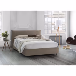 Dmora - Lit double Stella 215x175h95 cm gris tourterelle Panneau effet bois et Polyester