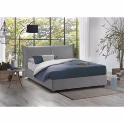 Dmora - Lit double Cesira 215x175h95 cm Gris Panneau effet bois et Polyester