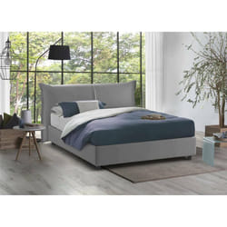 Dmora - Lit double Cesira 215x175h95 cm Gris Panneau effet bois et Polyester