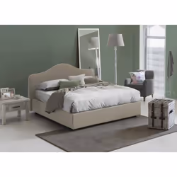 Dmora - Lit double Annunziata 205x175h95 cm gris tourterelle Panneau effet bois et Polyester